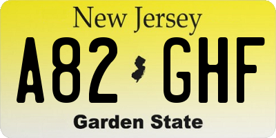 NJ license plate A82GHF