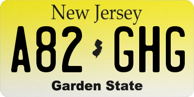 NJ license plate A82GHG