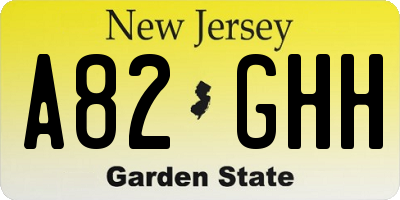 NJ license plate A82GHH