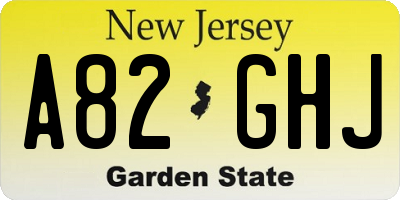 NJ license plate A82GHJ