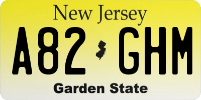 NJ license plate A82GHM