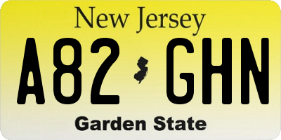 NJ license plate A82GHN