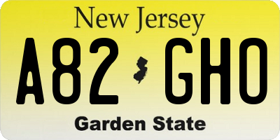 NJ license plate A82GHO