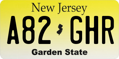NJ license plate A82GHR