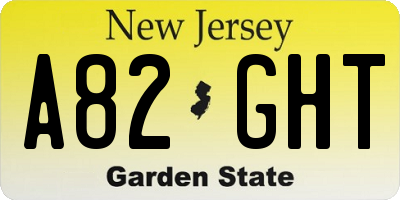 NJ license plate A82GHT