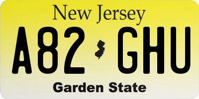 NJ license plate A82GHU