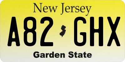 NJ license plate A82GHX