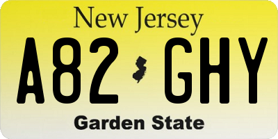 NJ license plate A82GHY