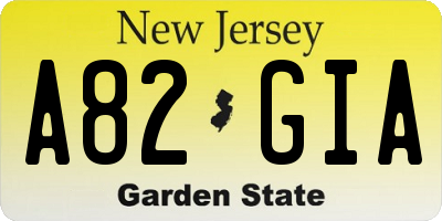 NJ license plate A82GIA