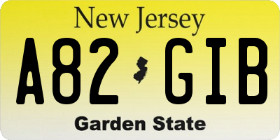 NJ license plate A82GIB