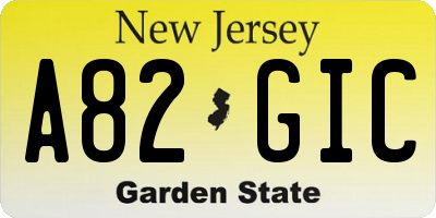 NJ license plate A82GIC