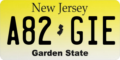 NJ license plate A82GIE