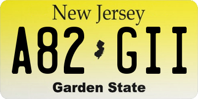 NJ license plate A82GII