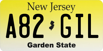NJ license plate A82GIL