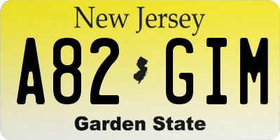 NJ license plate A82GIM