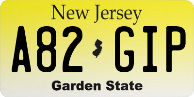 NJ license plate A82GIP