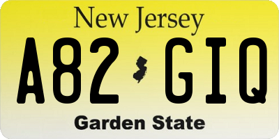 NJ license plate A82GIQ