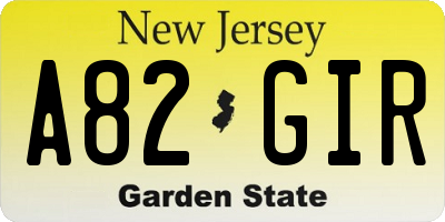 NJ license plate A82GIR