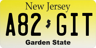 NJ license plate A82GIT