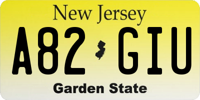 NJ license plate A82GIU