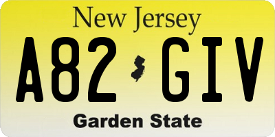 NJ license plate A82GIV