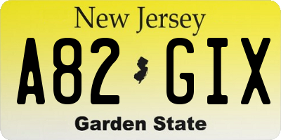 NJ license plate A82GIX