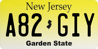 NJ license plate A82GIY