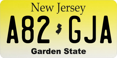 NJ license plate A82GJA
