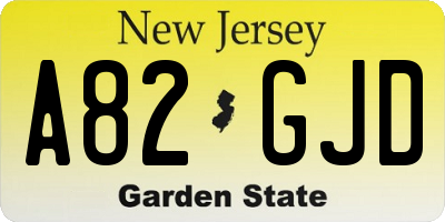 NJ license plate A82GJD