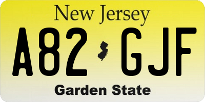 NJ license plate A82GJF