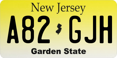 NJ license plate A82GJH