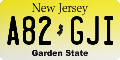 NJ license plate A82GJI
