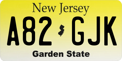 NJ license plate A82GJK