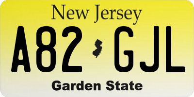NJ license plate A82GJL