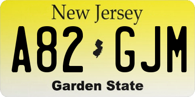 NJ license plate A82GJM