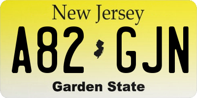 NJ license plate A82GJN