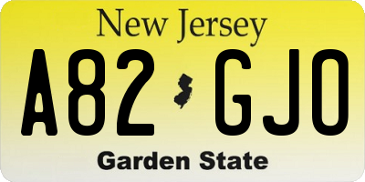 NJ license plate A82GJO