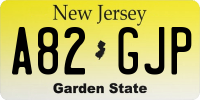 NJ license plate A82GJP