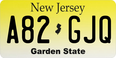NJ license plate A82GJQ