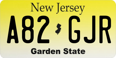 NJ license plate A82GJR