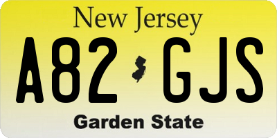 NJ license plate A82GJS