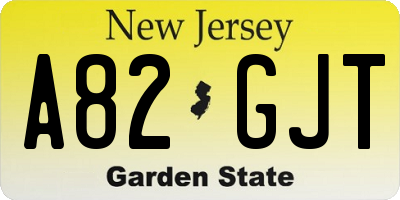 NJ license plate A82GJT