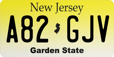 NJ license plate A82GJV