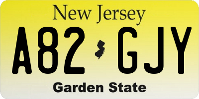 NJ license plate A82GJY