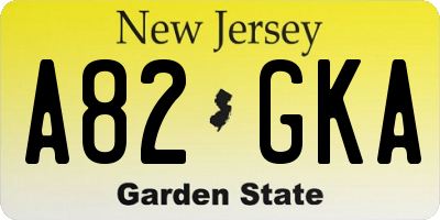 NJ license plate A82GKA