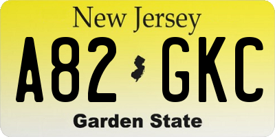 NJ license plate A82GKC