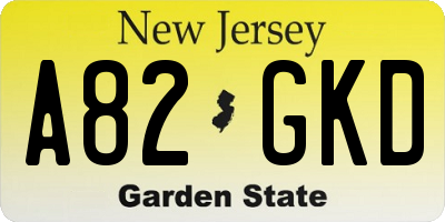 NJ license plate A82GKD