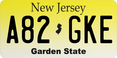 NJ license plate A82GKE