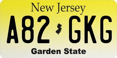 NJ license plate A82GKG