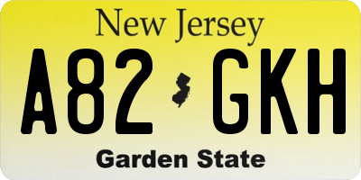 NJ license plate A82GKH